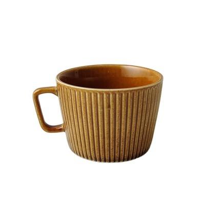 China Retro Style Coffee Latte Mug Viable Vertical INS Ceramic Wind Simple Afternoon Tea Water Cup for sale