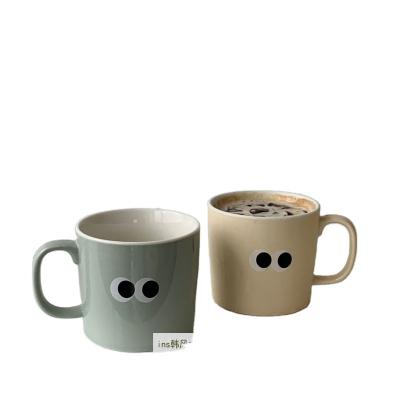 China Viable CIA Korean Style Big Eyes Mug Japanese Big Eyes Coffee Latte Cup Breakfast Milk Water Cup for sale