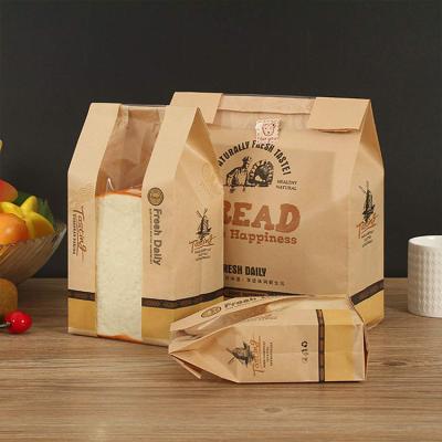 China Homemade Bread Moisture Proof Paper Bag With Window Parchment Paper Wrapping Packages Baking Toast Bread Bag for sale
