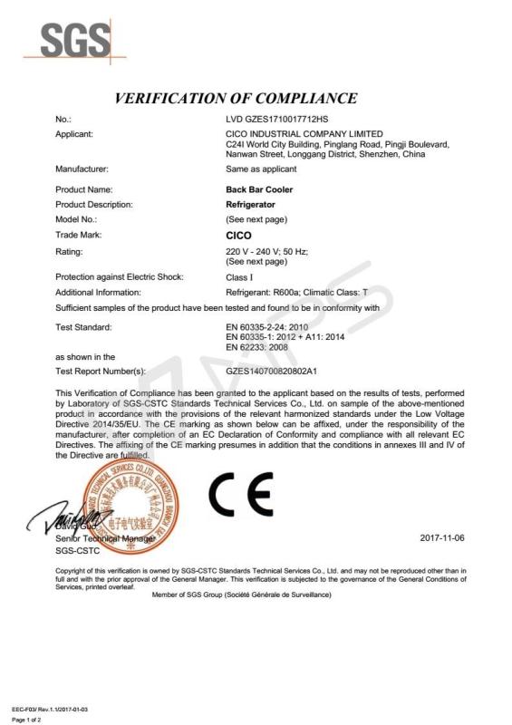 LVD - SHENZHEN CICO INDUSTRIAL COMPANY LIMITED