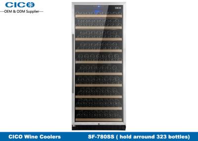 China 780L Volume Compressor Wine Cooler Dual Temp Zone Seamless Stainless Steel Door Frame for sale