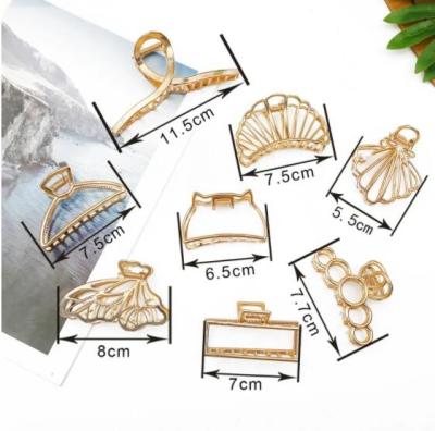 China Hongmei HC012 Fashion Girls Women's Geometric Hair Claw Holds Metal Hair Crab Hairpin Solid Color Hair Clip for sale