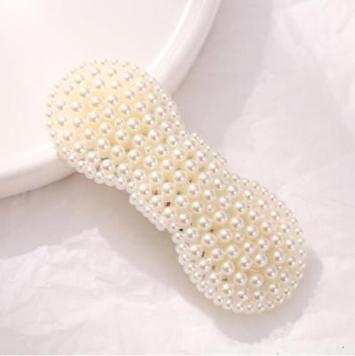 China Hongmei HC013 fashionable hair accessories hair clips pearl bow hairpin simple style Korean girls hair clips for sale