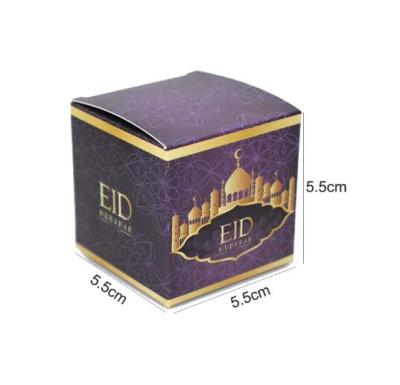 China Recycled Materials Hongmei MU025 Purple Black Eid Mubarak Square Candy Boxes Ramadan Chocolate Gift Box Muslim Festival Decoration Supplies for sale