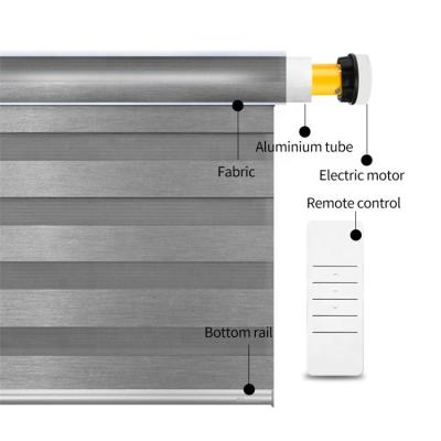 China Professional Manufacturer Minimalist Day And Night Automatic Solar Panel Window Shade Wifi Zebra Smart Motorized Blinds For Home for sale