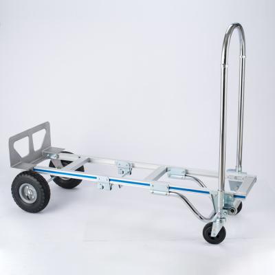 China KT-2143 Folding Handle Hand Trolley China Warehouse 4 Wheels Heavy Duty Industrial Platform Aluminum for sale