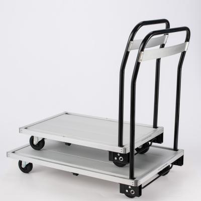 China KT-2041-350 350KG Aluminum Folding Handle Platform Cart Dolly Folding Warehouse Push Hand Truck for sale