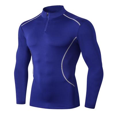 China 2021 High Quality Men's Running Fitness Tights Long Sleeve Gym Sports Clothing Workout Wear Breathable Solid Compression for sale