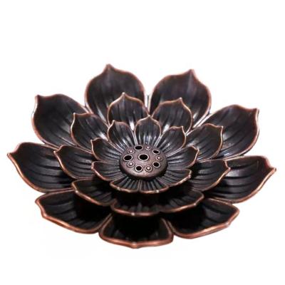 China Hot Sale Metal Incense Holder Exquisite Copper Alloy Lotus Incense Burner for sale