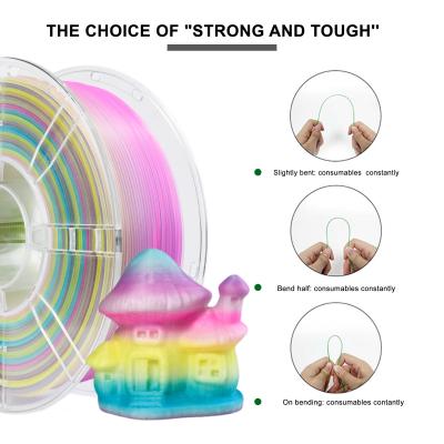 China Printing Temperature 3D Printer Filament Transparent Rainbow PLA+ Filament 1.75mm for sale