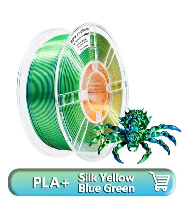 Cina Filato di seta PLA+ giallo blu verde 1 kg, lucido Filato di seta PLA per stampante 3D ± 0,03 mm adatto alla maggior parte delle stampanti 3D FDM in vendita