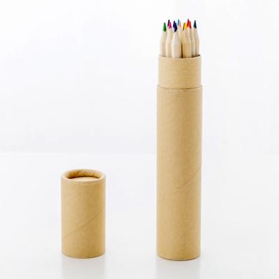 China Student 12pcs 7 inch color pencils with tube box paper coloring set for kids for sale