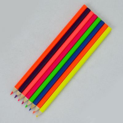 China Supplier hot sales poplar wood school wooden 7 inch neon highlighter bar color pencil for promotion for sale