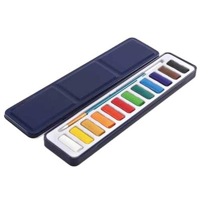 China Metal Box +Calcium Carbonate Solid Watercolor Paints Set with Tin Box Portable for School Student Outdoor Sketch 3 Styles for sale