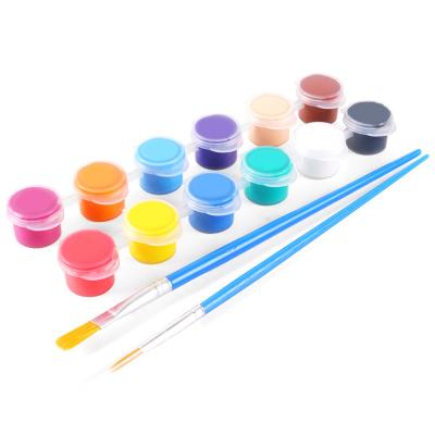 China Student 12 color acrylic paints, children craft washable paints. 3ML water-based blending tone brush, graffiti coloring for sale