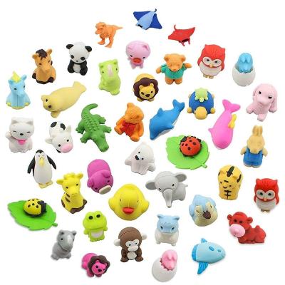 China Fashion Promotional Custom Hot Sale Eraser Creative Cheapest Fancy Cute Animal 3D Animal Mini Shaped Rubber Eraser for sale