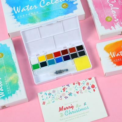 China 12/36/24/18 Colors New Design Premium Non-toxic Watercolor Cake Watercolor Paint Solid Set 23X12X2cm for sale