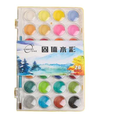 China Perfect Non-Toxic Portable Kids Paint Solid Color Art Painting 28color Water Watercolor Cake for sale