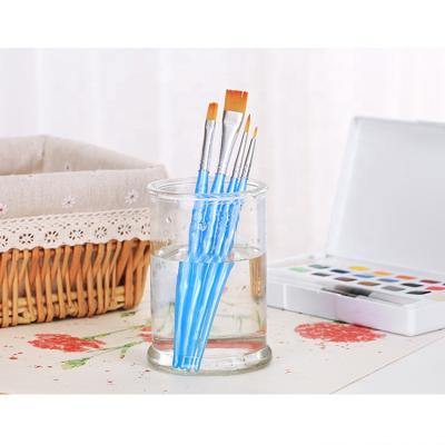 China 4pcs Paintbrush Handle Nylon Colored Plastic Paintbrushes Flat Kids Artist Paint Brush Set for sale