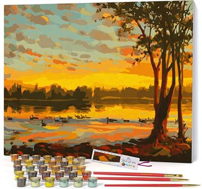 China Modern Wall Art Paint By Number Sunset Painting By Numbers Canvas Oil Painting Kit for sale