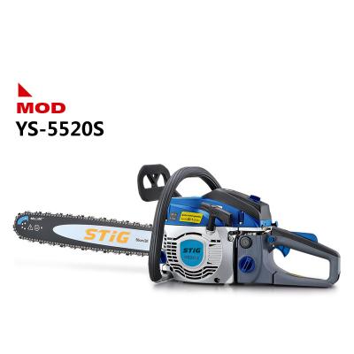 China 2-Stroke 5520S China Powered 54CC Gasoline Chainsaw Machine For Tree Cutting And Complete Chainsaw Spare Part for sale