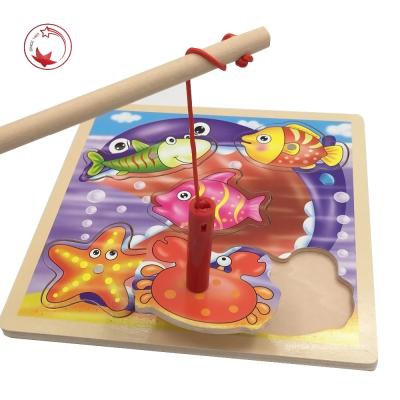 China Colorful Educational Ocean Animal Kids Game Wooden Magnetic Fishing Toys For Children for sale