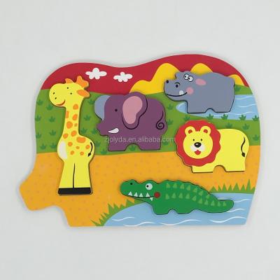 China Eco - Friendly Elephants Shape Jigsaw Puzzle Kid Wooden Wild Animal Educational Toys for sale