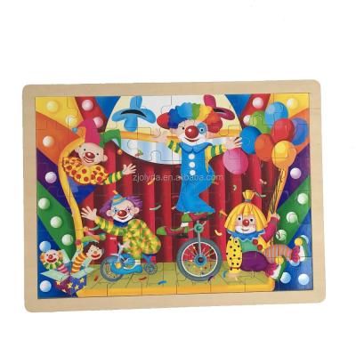 China Eco-friendly happy wooden circus clown 2d puzzle for sale