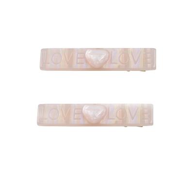 China Love Letter Texture Clip Duck Mouth Clip Duck Mouth Clip Fringe Clip Duck Mouth Clip Side Clip Fringe Hair Clip Small Single Pair Girl Single Term ALLOY Peach Cats Powder Fresh Ins for sale