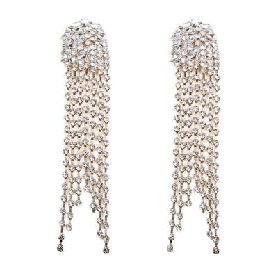 China Hyperbole Europe and the United States exaggerated female heavy high-end light feeling earring light fringe earrings and luxury snap ear clips for sale