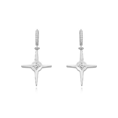 China FASHIONABLE niche design the same cross with zircon earring star barb earrings punk original style thin diamond-encrusted earrings for women for sale