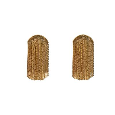 China FASHIONABLE the same style of intellectual high-end French copper fine light luxury gold fringe fox aesthetic sense workmanship fringe earrings for sale