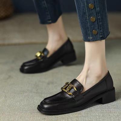 China Fashion Black Flat Loafer Shoes With Heels Height 4CM for sale