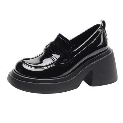 China Fashion Black Flat Loafer Shoes With Heels Height 4CM for sale