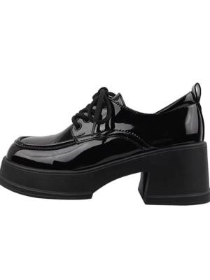 China Fashion Black Flat Loafer Shoes With Heels Height 4CM for sale