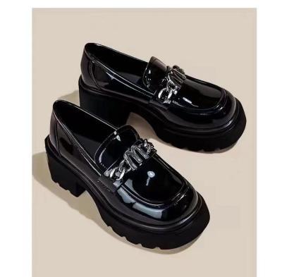 China Fashion Black Flat Loafer Shoes With Heels Height 4CM for sale