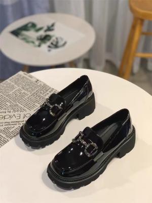 China Fashion Black Flat Loafer Shoes With Heels Height 4CM for sale