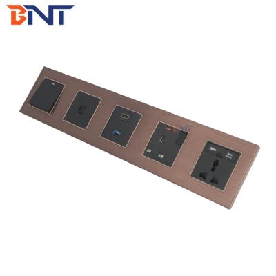 China uk power multimedia aluminum hotel sockets with media hub/luxury hotel media hub sockets for sale