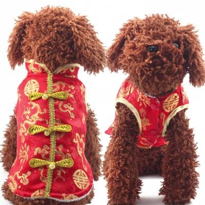 China Teddy Chihuahua VIP Happy New Year Suits New Year Pet Clothes Dog Clothes Viable Autumn Winter Clothes for sale