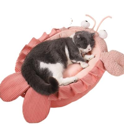 China Lobster Design Cat Pet Bed Super Soft Warm Fleece Stocked Removable Luxury Pet Bed for sale