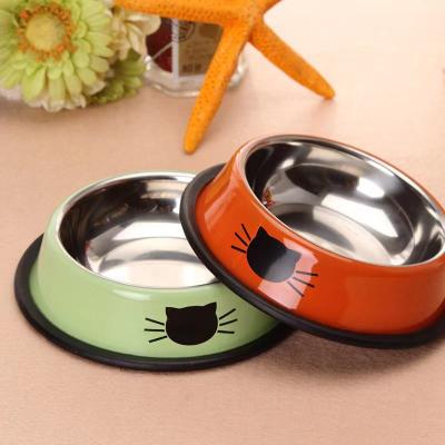 China Cat Bowl Stainless Steel Viable Thickened Double Bowl Dog Bowl Food Basin Tableware Rice Bowl Explosion Pet Products for sale