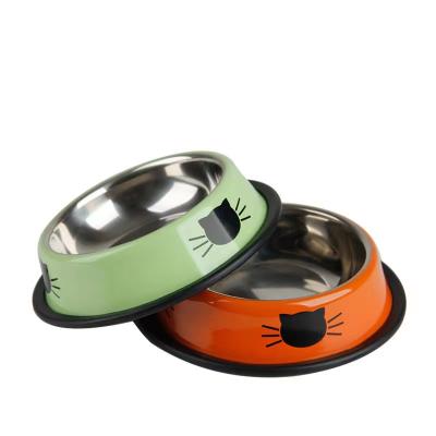 China Cat Bowl Stainless Steel Viable Thickened Double Bowl Dog Bowl Food Basin Tableware Rice Bowl Explosion Pet Products for sale