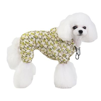 China Floral Patterned Dog Rain Coat Quadruped Hooded Pet Viable Raincoat Costume Pet Raincoat Dog Clothes for sale