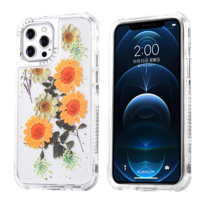 China Guangzhou Factory Dried Flower Anti-drop Phone Case For Iphone 11 pro Max Camera Protect Fashion Case for sale