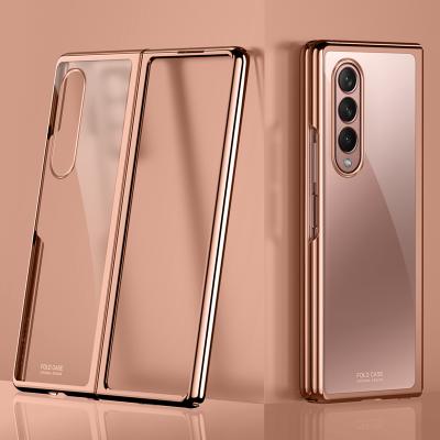 China 2021 Luxury Anti-drop Hard PC Plated Cell Phone Case For Samsung Galaxy Z Fold 3 Back Case for sale