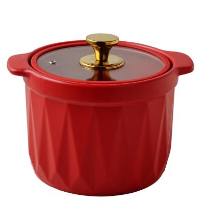 China Sustainable Modern Simple Matte Gloss Fire Household Ceramic High Temperature Open Stew Pot for sale