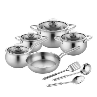 China Sustainable 12 Piece Set Stainless Steel Cookware Set Are Exported All Over The World for sale