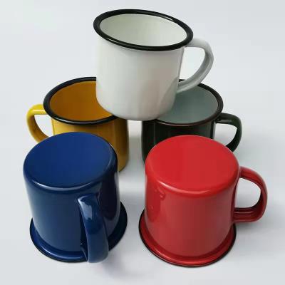 China Viable Hot-selling Colorful Enamel Cups Large Old-fashioned Teapots Thickened Cups Gift Ads Cups for sale