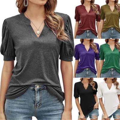 China Fashion QUICK DRY V neckline short sleeve T-shirt commuter top for ladies for sale