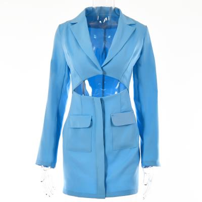 China Women's Spring Breathable Cardigan Lapel Long Sleeve Suit Dress for sale